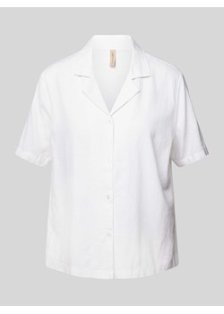 Bluzka koszulowa lniana z kołnierzem z połami model ‘Ina’ ze sklepu Peek&Cloppenburg  w kategorii Koszule damskie - zdjęcie 172435287