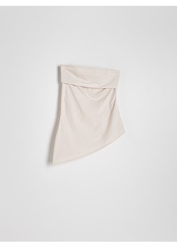 Reserved - Asymetryczny top z drapowaniem - kremowy ze sklepu Reserved w kategorii Bluzki damskie - zdjęcie 172438209