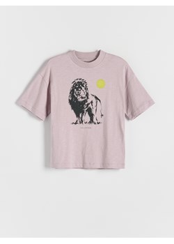 Reserved - T-shirt oversize z nadrukiem - jasnofioletowy ze sklepu Reserved w kategorii T-shirty chłopięce - zdjęcie 172438277