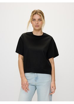 Reserved - T-shirt oversize z merceryzowanej bawełny - czarny ze sklepu Reserved w kategorii Bluzki damskie - zdjęcie 172438359