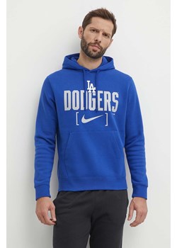 Nike bluza Los Angeles Dodgers męska kolor niebieski z kapturem z nadrukiem ze sklepu ANSWEAR.com w kategorii Bluzy męskie - zdjęcie 172438667