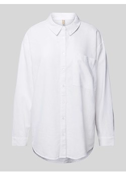 Bluzka koszulowa lniana z kieszenią na piersi model ‘Ina’ ze sklepu Peek&Cloppenburg  w kategorii Koszule damskie - zdjęcie 172439475