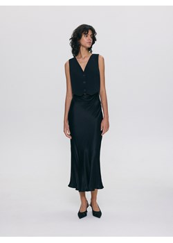 Reserved - Sukienka midi z wiskozy - czarny ze sklepu Reserved w kategorii Sukienki - zdjęcie 172440396