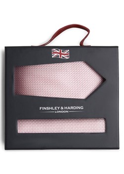 Finshley & Harding London Krawat i poszetka z jedwabiu Mężczyźni Jedwab różowy wypukły wzór tkaniny ze sklepu vangraaf w kategorii Krawaty - zdjęcie 172440697