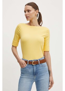 Lauren Ralph Lauren t-shirt damski kolor żółty ze sklepu ANSWEAR.com w kategorii Bluzki damskie - zdjęcie 172444586