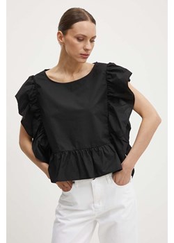Sisley bluzka bawełniana damska kolor czarny gładka ze sklepu ANSWEAR.com w kategorii Bluzki damskie - zdjęcie 172444635