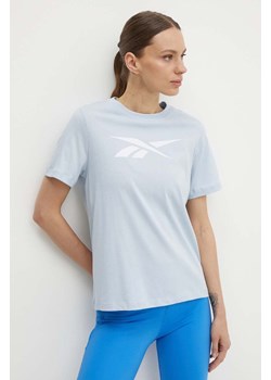 Reebok t-shirt bawełniany damski kolor niebieski 100075738 ze sklepu ANSWEAR.com w kategorii Bluzki damskie - zdjęcie 172444717