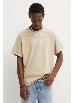Levi&apos;s t-shirt bawełniany męski kolor beżowy z nadrukiem ze sklepu ANSWEAR.com w kategorii T-shirty męskie - zdjęcie 172444726