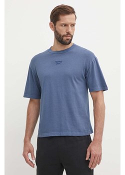 Reebok t-shirt bawełniany męski kolor niebieski gładki 100075632 ze sklepu ANSWEAR.com w kategorii T-shirty męskie - zdjęcie 172444759