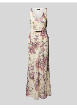 Sukienka wieczorowa z kwiatowym wzorem i paskiem ze sklepu Peek&Cloppenburg  w kategorii Sukienki - zdjęcie 172447137