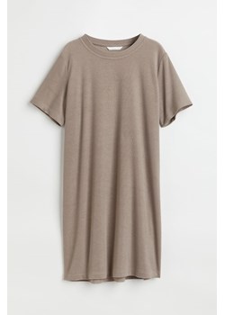 H & M - T-shirtowa sukienka frotte - Brązowy ze sklepu H&M w kategorii Sukienki - zdjęcie 172447258