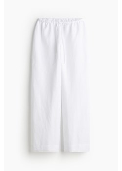 H & M - Spodnie piżamowe z domieszką lnu - Biały ze sklepu H&M w kategorii Spodnie damskie - zdjęcie 172447307