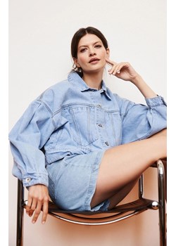 Krótka jeansowa kurtka damska niebieska 4318, Kolor niebieski, Rozmiar XS, Moodo ze sklepu Primodo w kategorii Kurtki damskie - zdjęcie 172447928