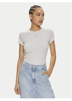 Tommy Jeans T-Shirt Essential DW0DW17383 Szary Slim Fit ze sklepu MODIVO w kategorii Bluzki damskie - zdjęcie 172449589