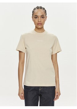 Calvin Klein T-Shirt Multi Logo K20K207215 Beżowy Regular Fit ze sklepu MODIVO w kategorii Bluzki damskie - zdjęcie 172449639