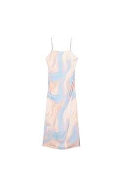 Cropp - Sukienka midi z efektem tie-dye - błękitny ze sklepu Cropp w kategorii Sukienki - zdjęcie 172529389