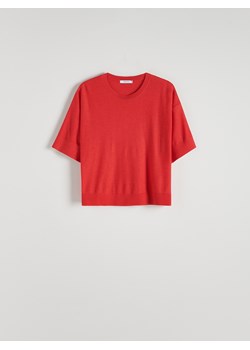Reserved - Dzianinowa bluzka z wiskozą - czerwony ze sklepu Reserved w kategorii Bluzki damskie - zdjęcie 172530107