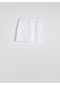 Reserved - Spódnica mini z lnem - biały ze sklepu Reserved w kategorii Spódnice - zdjęcie 172530149