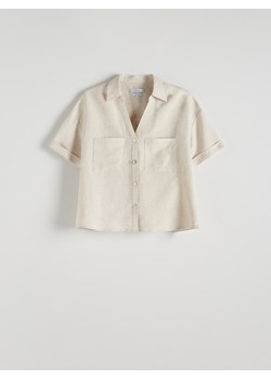 Reserved - Koszula z dodatkiem lnu - kremowy ze sklepu Reserved w kategorii Koszule damskie - zdjęcie 172530218