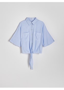 Reserved - Krótka koszula z wiązaniem - jasnoniebieski ze sklepu Reserved w kategorii Koszule damskie - zdjęcie 172530277