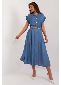 Ciemnoniebieska damska spódnica midi z kieszeniami ze sklepu 5.10.15 w kategorii Spódnice - zdjęcie 172530969