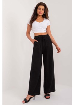 Luźne spodnie damskie czarne z wysokim stanem ze sklepu 5.10.15 w kategorii Spodnie damskie - zdjęcie 172530989
