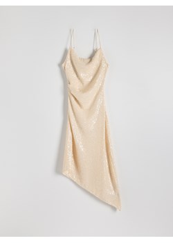 Reserved - Asymetryczna sukienka maxi z cekinami - złamana biel ze sklepu Reserved w kategorii Sukienki - zdjęcie 172532035
