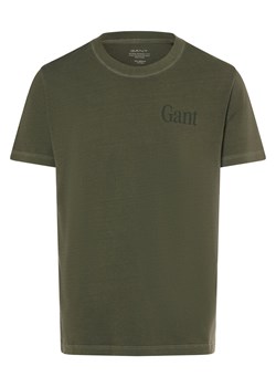 Gant Koszulka męska Mężczyźni Bawełna oliwkowy jednolity ze sklepu vangraaf w kategorii T-shirty męskie - zdjęcie 172532106