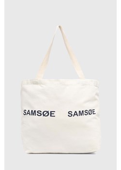 Samsoe Samsoe torebka FRINKA kolor beżowy F20300113 ze sklepu PRM w kategorii Torby materiałowe - zdjęcie 172532449