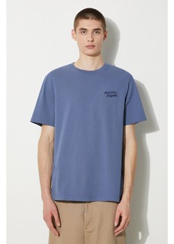 Maison Kitsuné t-shirt bawełniany Handwriting Comfort Tee Shirt męski kolor niebieski z aplikacją MM00126KJ0118 ze sklepu PRM w kategorii T-shirty męskie - zdjęcie 172532736