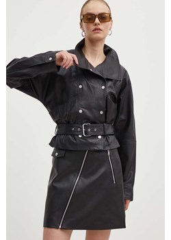 HUGO kurtka skórzana damska kolor czarny przejściowa 50516752 ze sklepu ANSWEAR.com w kategorii Kurtki damskie - zdjęcie 172533818