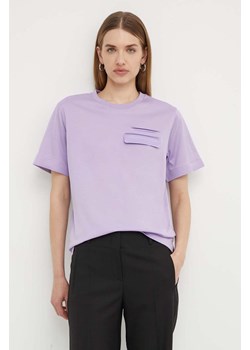 BOSS t-shirt bawełniany damski kolor fioletowy 50521741 ze sklepu ANSWEAR.com w kategorii Bluzki damskie - zdjęcie 172533957