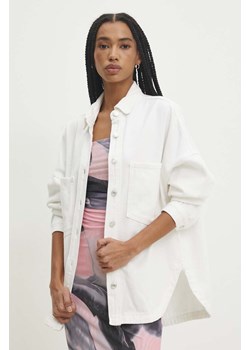 Answear Lab kurtka jeansowa damska kolor biały przejściowa oversize ze sklepu ANSWEAR.com w kategorii Kurtki damskie - zdjęcie 172534767