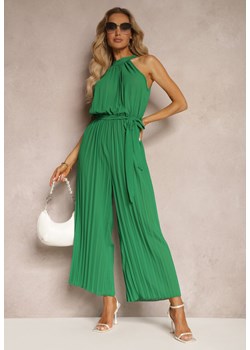 Zielony Kombinezon z Materiałowym Paskiem w Talii bez Rękawów Dimsie ze sklepu Renee odzież w kategorii Kombinezony damskie - zdjęcie 172535197
