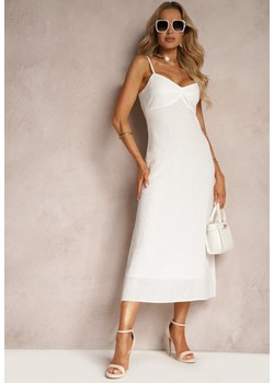 Biała Rozkloszowana Sukienka na Ramiączkach z Trójkątnym Dekoltem Tiamavera ze sklepu Renee odzież w kategorii Sukienki - zdjęcie 172535327