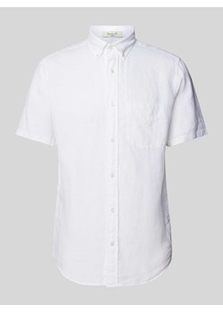Koszula lniana o kroju regular fit z przedłużonym tyłem ze sklepu Peek&Cloppenburg  w kategorii Koszule męskie - zdjęcie 172536728