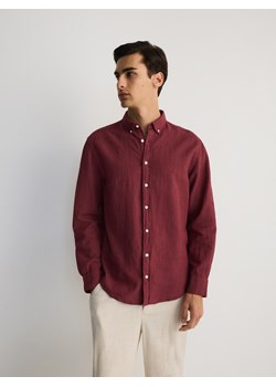 Reserved - Koszula regular z lnem - jasnofioletowy ze sklepu Reserved w kategorii Koszule męskie - zdjęcie 172539317