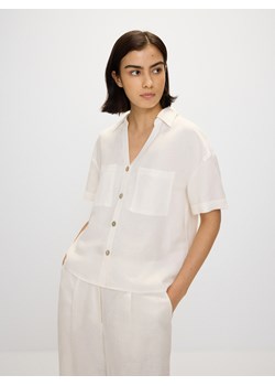 Reserved - Koszula z dodatkiem lnu - biały ze sklepu Reserved w kategorii Koszule damskie - zdjęcie 172539655