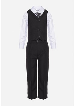 Czarny Komplet w Stylu Garniturowym Koszula z Krawatem i Kamizelką oraz Proste Spodnie Pixetta ze sklepu Born2be Odzież w kategorii Komplety chłopięce - zdjęcie 172539745