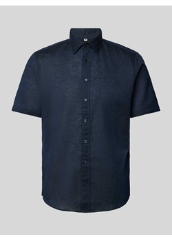 Koszula lniana o kroju slim fit z kołnierzykiem typu kent ze sklepu Peek&Cloppenburg  w kategorii Koszule męskie - zdjęcie 172540625