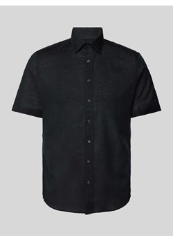 Koszula lniana o kroju slim fit z kołnierzykiem typu kent ze sklepu Peek&Cloppenburg  w kategorii Koszule męskie - zdjęcie 172540637