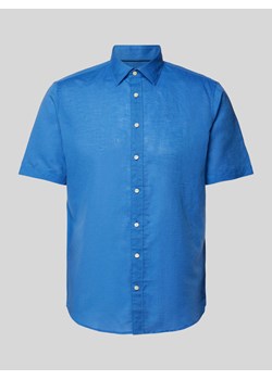 Koszula lniana o kroju slim fit z kołnierzykiem typu kent ze sklepu Peek&Cloppenburg  w kategorii Koszule męskie - zdjęcie 172540666