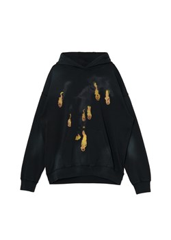 Cropp - Czarna hoodie z kapturem i printem - czarny ze sklepu Cropp w kategorii Bluzy męskie - zdjęcie 172541269