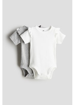 H & M - Ażurowe body 2-pak - Biały ze sklepu H&M w kategorii Odzież dla niemowląt - zdjęcie 172547749