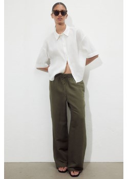 H & M - Spodnie bez zapięcia z domieszką lnu - Zielony ze sklepu H&M w kategorii Spodnie damskie - zdjęcie 172547785