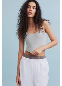 H & M - Krótki top na ramiączkach - Szary ze sklepu H&M w kategorii Bluzki damskie - zdjęcie 172547805