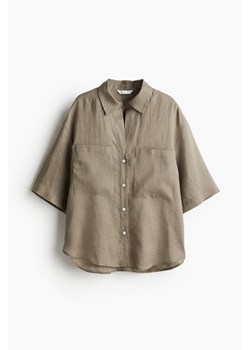 H & M - Lniana koszula - Brązowy ze sklepu H&M w kategorii Koszule damskie - zdjęcie 172547806