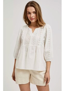 Koszula damska z rękawami 3/4 biała 4342, Kolor biały, Rozmiar XS, Moodo ze sklepu Primodo w kategorii Koszule damskie - zdjęcie 172548836
