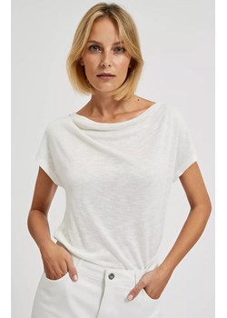 Gładka bluzka damska z okrągłym dekoltem biała 4336, Kolor biały, Rozmiar XS, Moodo ze sklepu Primodo w kategorii Bluzki damskie - zdjęcie 172548866