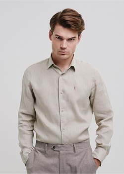 Beżowa lniana koszula męska ze sklepu OCHNIK w kategorii Koszule męskie - zdjęcie 172552045